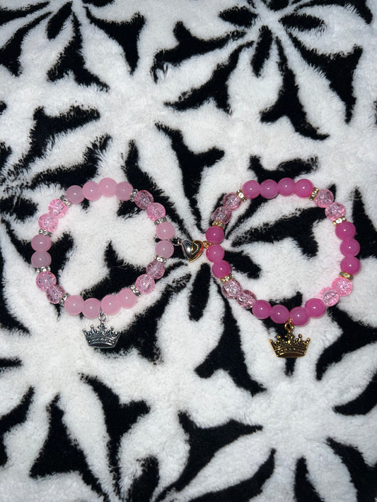 Matching Light and Dark Pink Crackle Bracelets