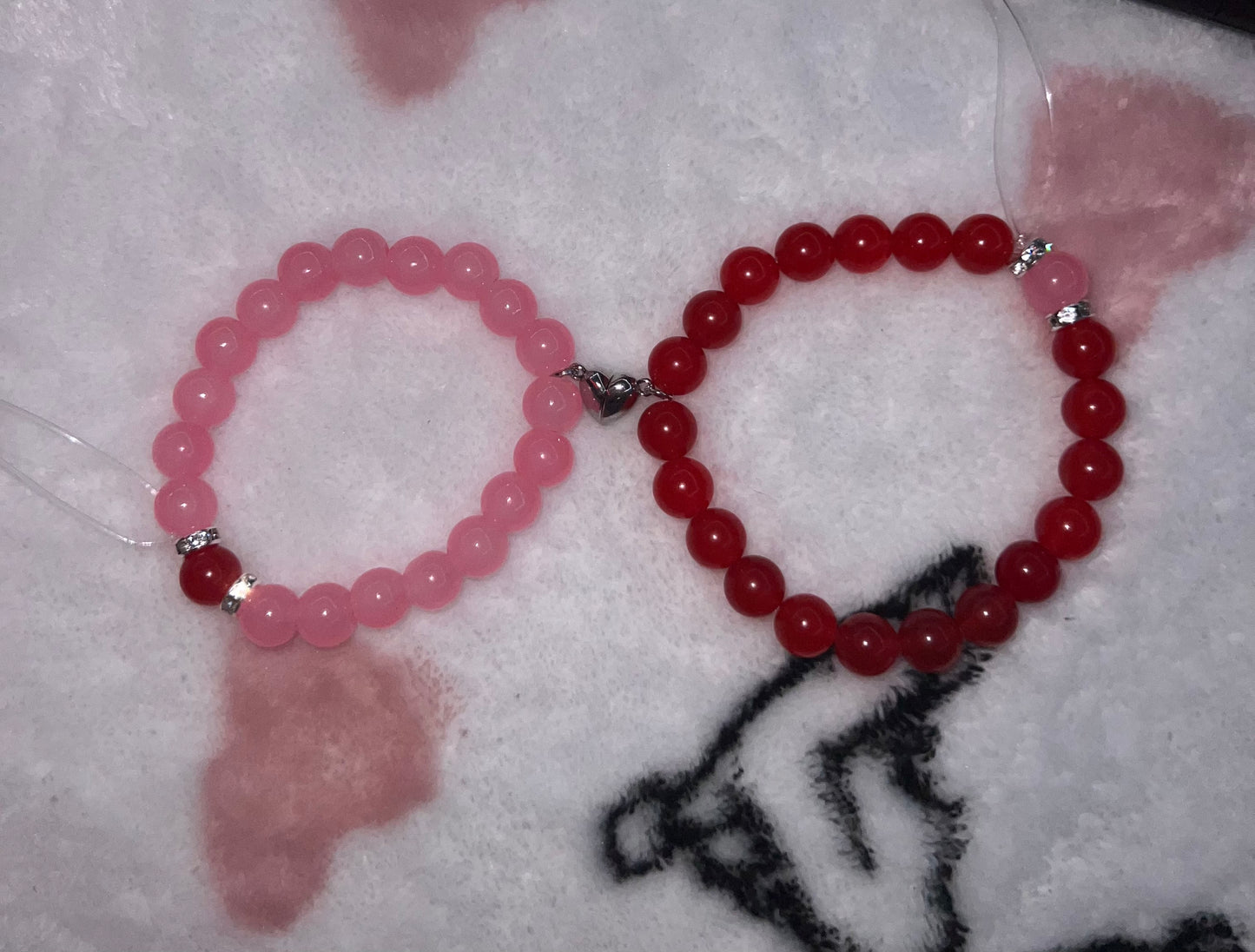 Matching Red and Pink Bracelets